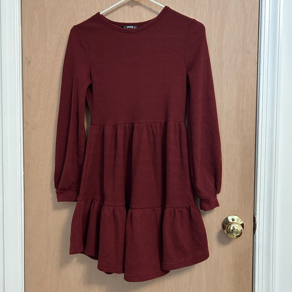 COPY - Dark Red Waffle Knit Dress from SHEIN Size Small